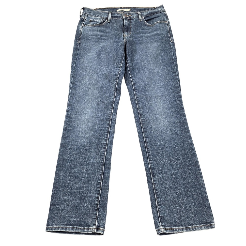 Levi's 505 Straight Jeans Womens 4 Blue Medium Wash Mid Rise Stretch Denim